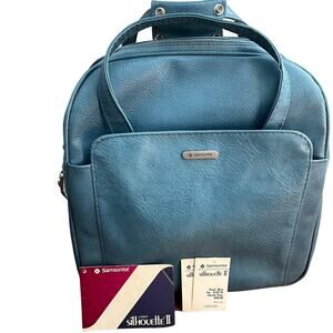 Vintage Retro Samsonite Luggage Carry on Bag Blue Vinyl